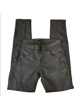 David Bitton Jeans Low Rise Straight Leg Black Moto Style Stretch Denim Size 28